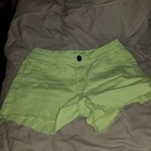 NWOT.Lime green Hybrid denim shorts.